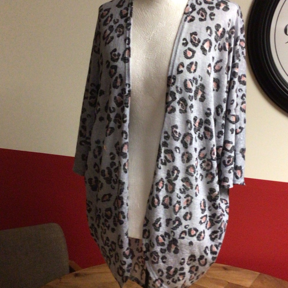 Lime & Chili Leopard Print Blue kimono EUC